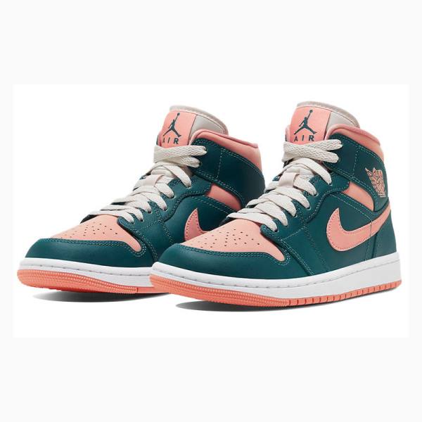 Nike Mid Teal Koripallokengät Naisten Air Jordan 1 Vihreä Pinkki | JD-523DM
