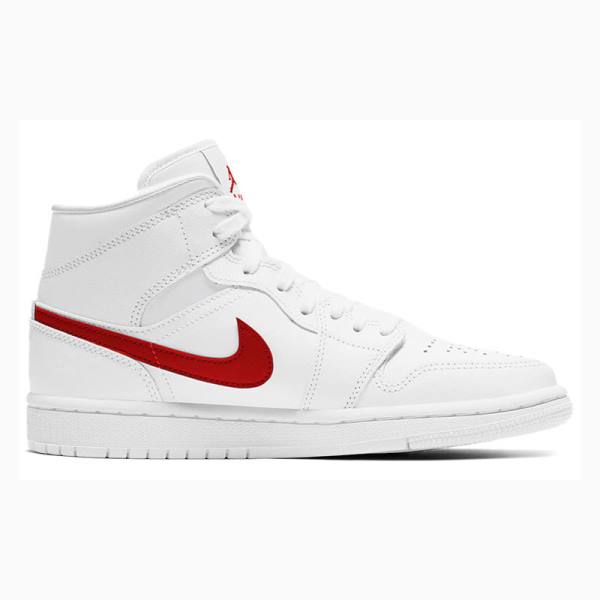 Nike Mid 'White University Red' Koripallokengät Naisten Air Jordan 1 Valkoinen Punainen | JD-085GL