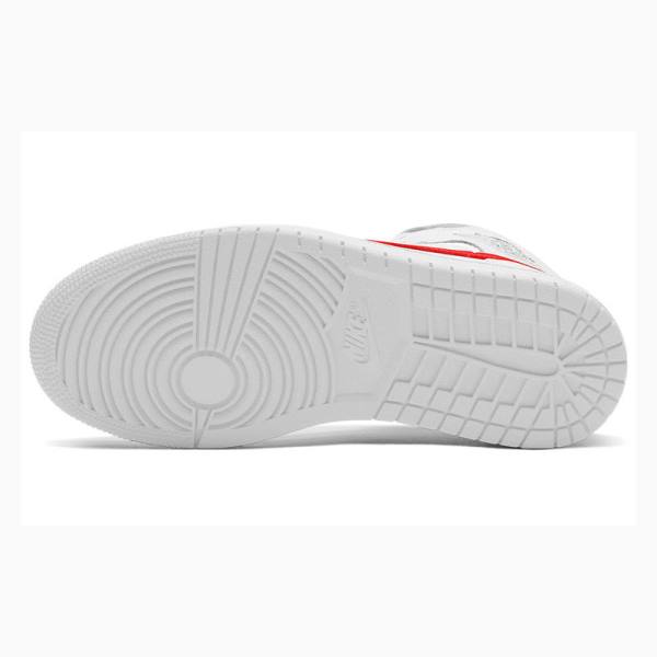 Nike Mid 'White University Red' Koripallokengät Naisten Air Jordan 1 Valkoinen Punainen | JD-085GL