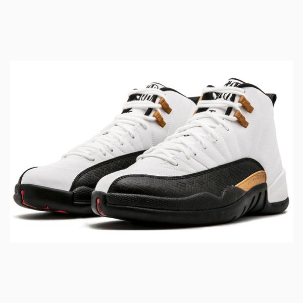 Nike Retro CNY Chinese New Year Koripallokengät Miesten Air Jordan 12 Valkoinen Mustat Kultaiset | JD-107HF