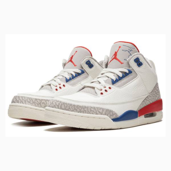Nike Retro Charity Game Koripallokengät Miesten Air Jordan 3 Valkoinen Sininen Punainen | JD-483NT