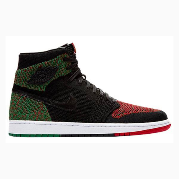 Nike Retro Flyknit History Month Koripallokengät Miesten Air Jordan 1 Mustat Punainen Vihreä | JD-472GM
