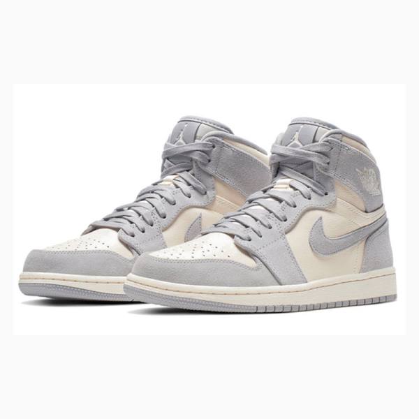 Nike Retro HI PRM Pale Ivory Koripallokengät Naisten Air Jordan 1 Kerma Sininen | JD-923OC