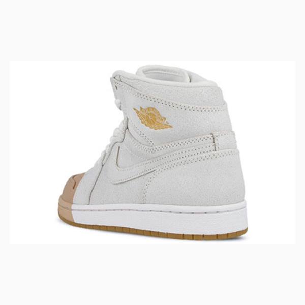 Nike Retro HI PRM Tan Koripallokengät Naisten Air Jordan 1 Valkoinen Ruskea | JD-213EO