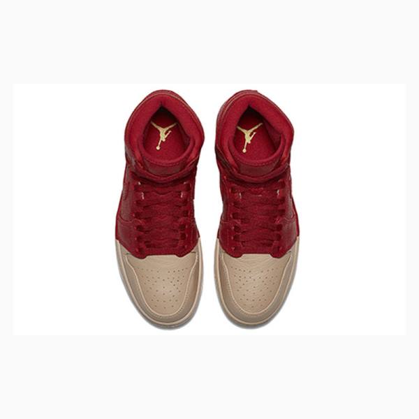 Nike Retro HI PRM University Tan Koripallokengät Naisten Air Jordan 1 Punainen Pinkki | JD-158XK