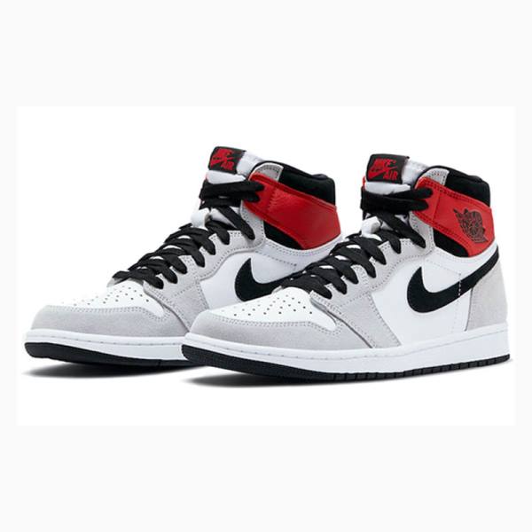 Nike Retro High OG Light Smoke Koripallokengät Miesten Air Jordan 1 Harmaat Mustat Punainen | JD-629GO