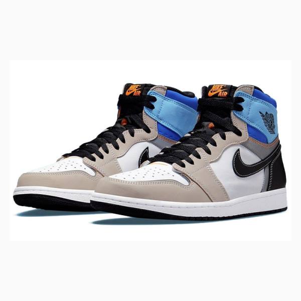 Nike Retro High OG Pro Prototype Koripallokengät Miesten Air Jordan 1 Harmaat Mustat Sininen | JD-490VN