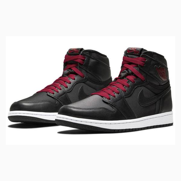 Nike Retro High OG Satin Gym Koripallokengät Miesten Air Jordan 1 Mustat Punainen | JD-316EP