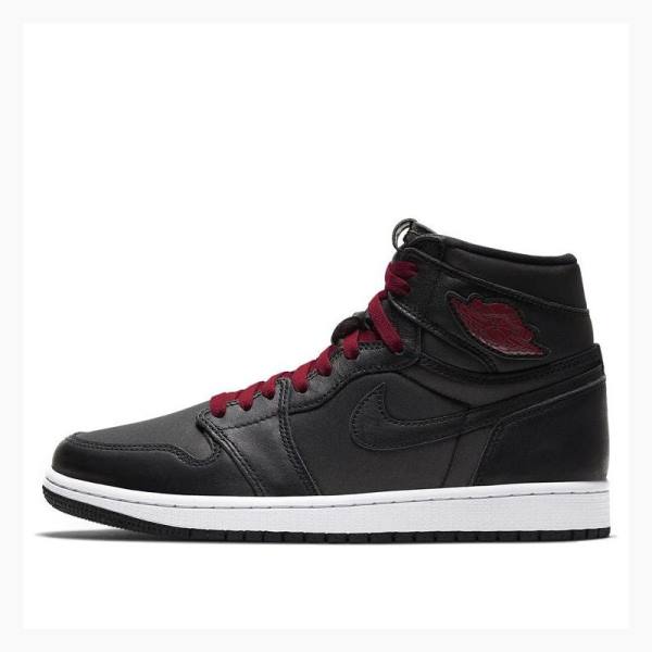 Nike Retro High OG Satin Gym Koripallokengät Miesten Air Jordan 1 Mustat Punainen | JD-316EP