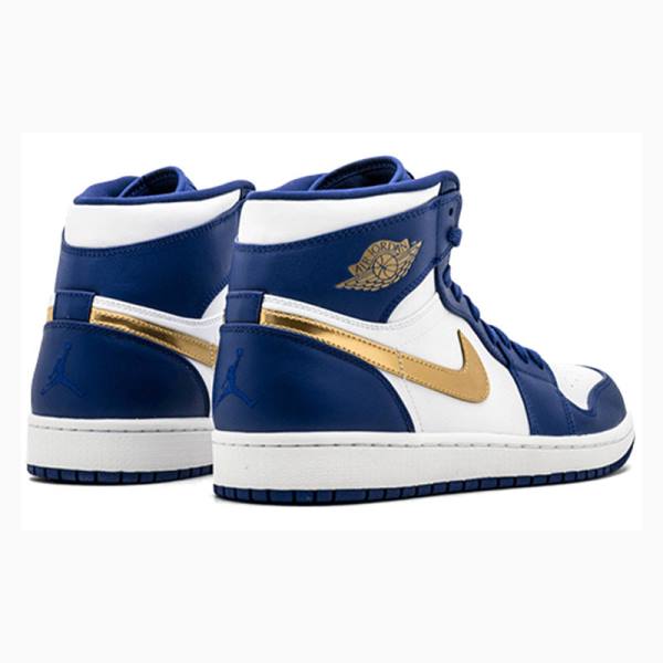 Nike Retro High Olympic Metal Koripallokengät Miesten Air Jordan 1 Sininen Kultaiset | JD-857BW