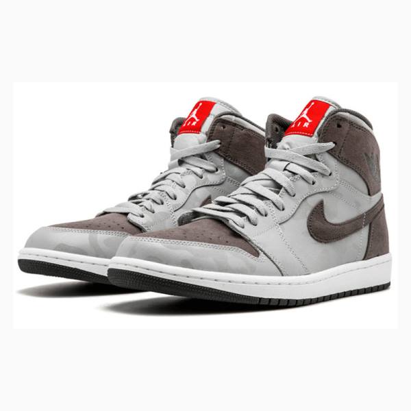 Nike Retro High Premium 'Grey Camo' Koripallokengät Miesten Air Jordan 1 Harmaat Ruskea | JD-750EL