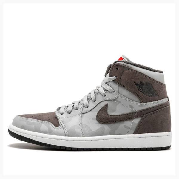 Nike Retro High Premium \'Grey Camo\' Koripallokengät Miesten Air Jordan 1 Harmaat Ruskea | JD-750EL