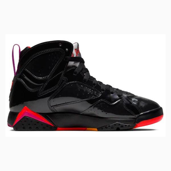 Nike Retro Kiiltonahka Nahkaiset Koripallokengät Naisten Air Jordan 7 Mustat Punainen | JD-209VY