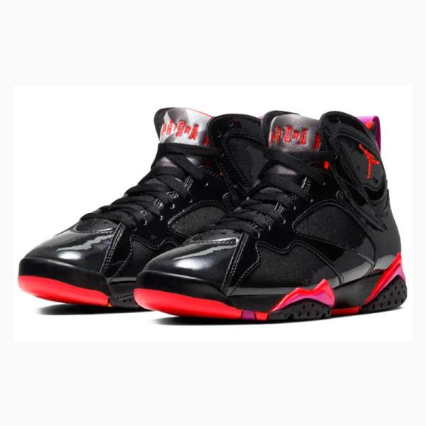 Nike Retro Kiiltonahka Nahkaiset Koripallokengät Naisten Air Jordan 7 Mustat Punainen | JD-209VY