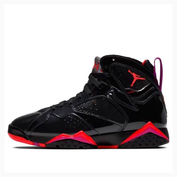 Nike Retro Kiiltonahka Nahkaiset Koripallokengät Naisten Air Jordan 7 Mustat Punainen | JD-209VY