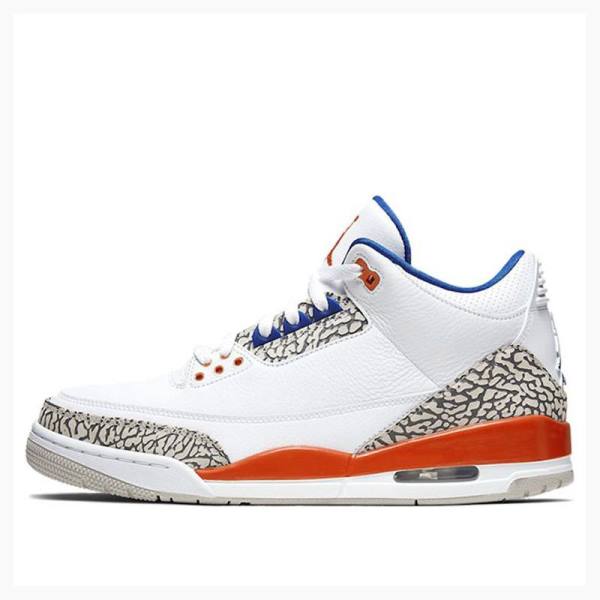 Nike Retro Knicks Koripallokengät Miesten Air Jordan 3 Valkoinen Harmaat Oranssi | JD-372BO