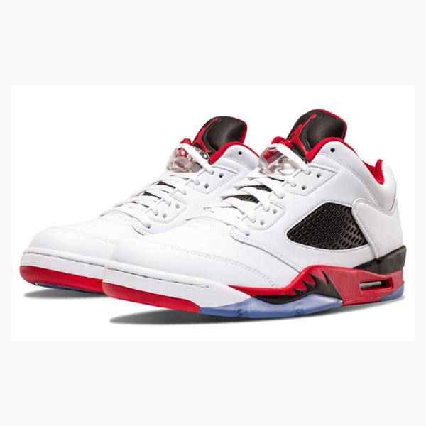 Nike Retro Low Tennarit Miesten Air Jordan 5 Valkoinen Punainen | JD-028VL