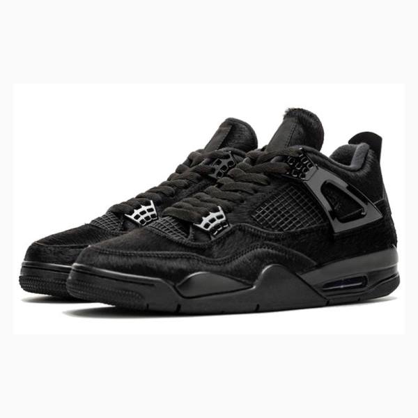 Nike Retro Pony Hair Koripallokengät Naisten Air Jordan 4 Mustat | JD-325UH