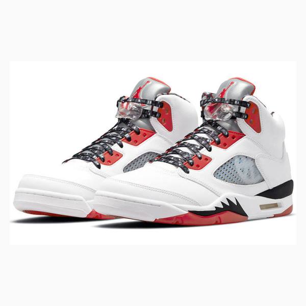 Nike Retro Quai 54 Koripallokengät Miesten Air Jordan 5 Valkoinen Punainen Hopea | JD-021AR