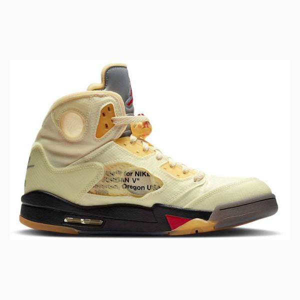 Nike Retro SP Sail Koripallokengät Miesten Air Jordan 5 Valkoinen Hopea Keltainen | JD-483MH