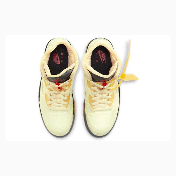 Nike Retro SP Sail Koripallokengät Miesten Air Jordan 5 Valkoinen Hopea Keltainen | JD-483MH