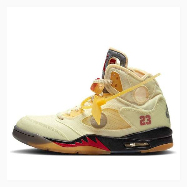 Nike Retro SP Sail Koripallokengät Miesten Air Jordan 5 Valkoinen Hopea Keltainen | JD-483MH