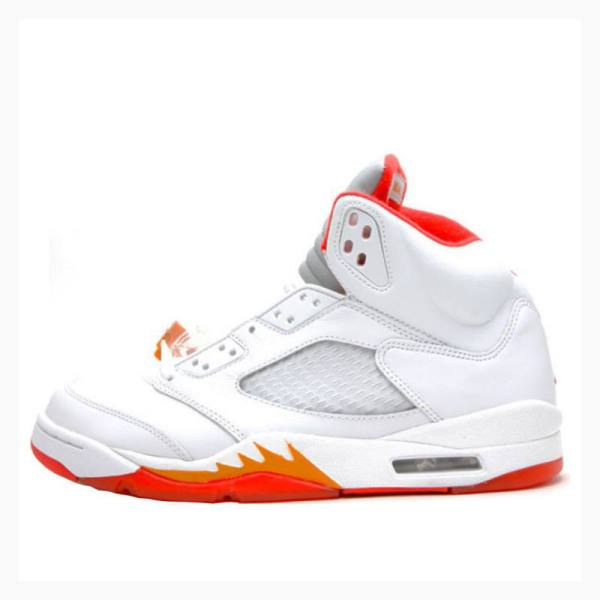 Nike Retro Sunset Koripallokengät Naisten Air Jordan 5 Valkoinen Punainen | JD-281BG
