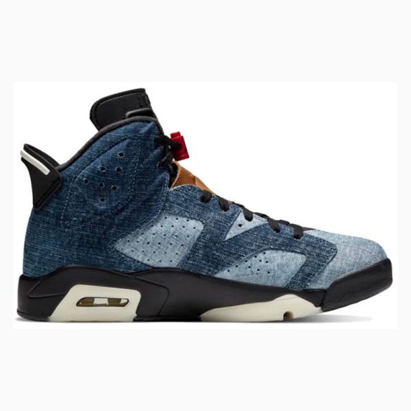 Nike Retro Washed Denim Koripallokengät Miesten Air Jordan 6 Mustat Sininen | JD-287GM