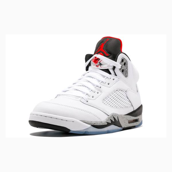 Nike Retro White Cement Koripallokengät Miesten Air Jordan 5 Valkoinen Mustat Punainen | JD-357LT