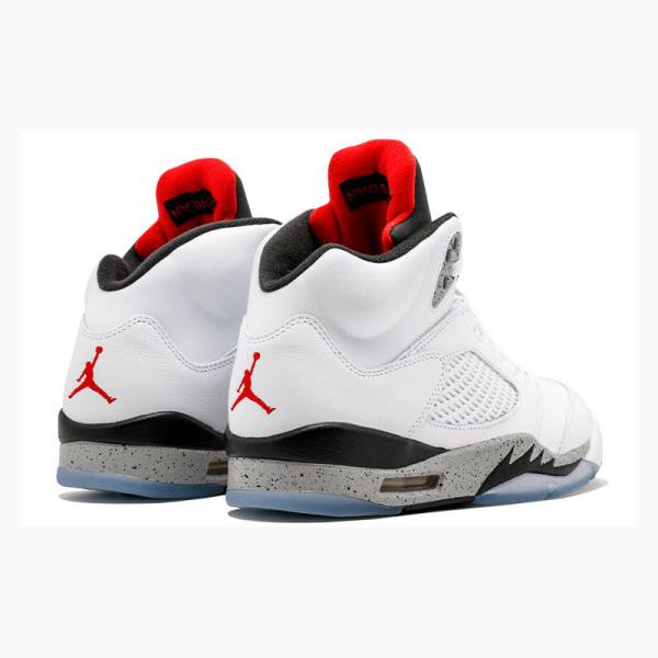 Nike Retro White Cement Koripallokengät Miesten Air Jordan 5 Valkoinen Mustat Punainen | JD-357LT