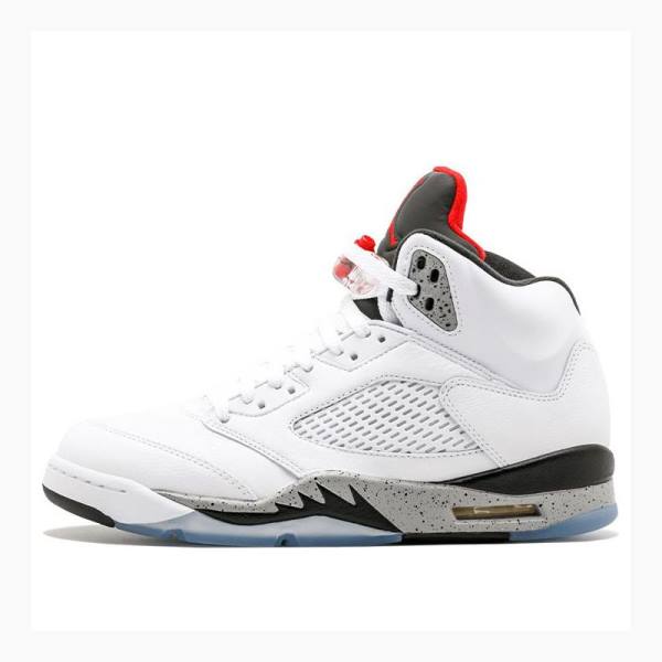 Nike Retro White Cement Koripallokengät Miesten Air Jordan 5 Valkoinen Mustat Punainen | JD-357LT