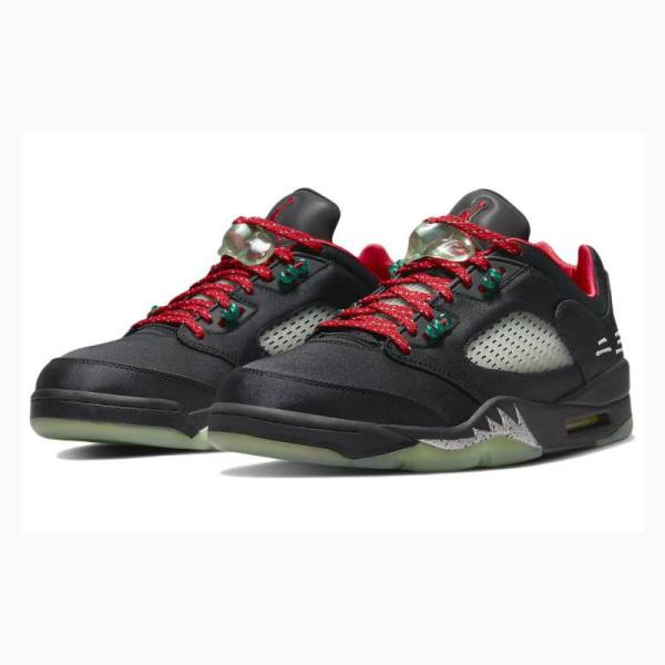 Nike X CLOT Low Tennarit Miesten Air Jordan 5 Mustat | JD-573HR