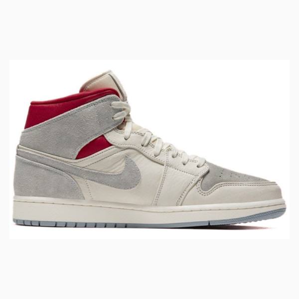 Nike X Tennaritnstuff Mid Past Presenthite Koripallokengät Miesten Air Jordan 1 Harmaat Punainen | JD-710TA