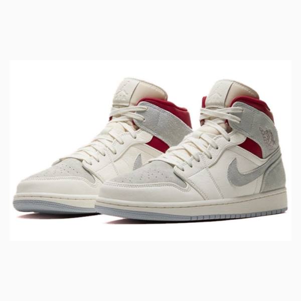 Nike X Tennaritnstuff Mid Past Presenthite Koripallokengät Miesten Air Jordan 1 Harmaat Punainen | JD-710TA