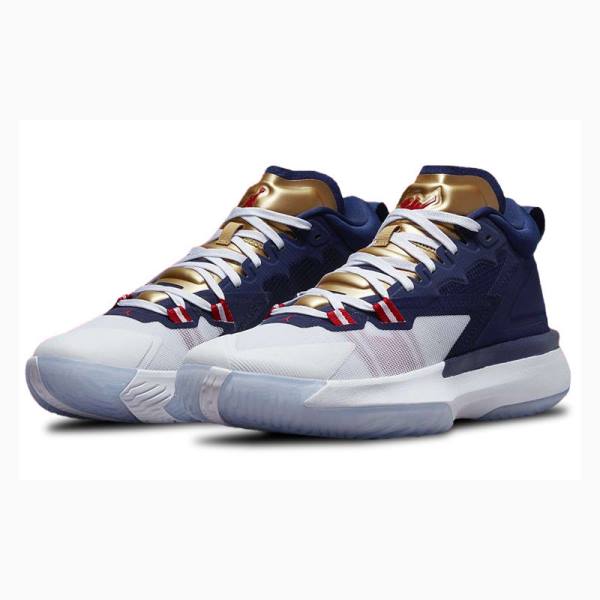 Nike Zion 1 PF USA Koripallokengät Miesten Air Jordan Sininen Kultaiset Punainen | JD-407OR
